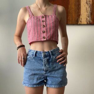 American Eagle Pink Striped Crop Top